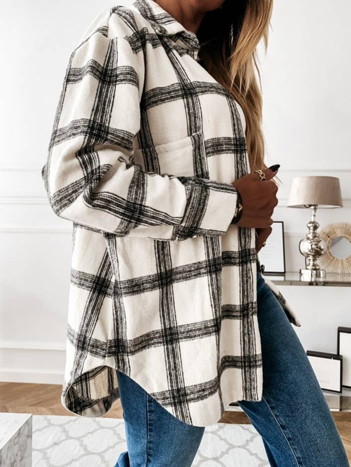 Plaid Shirt Jacket, Feathered Farmhouse