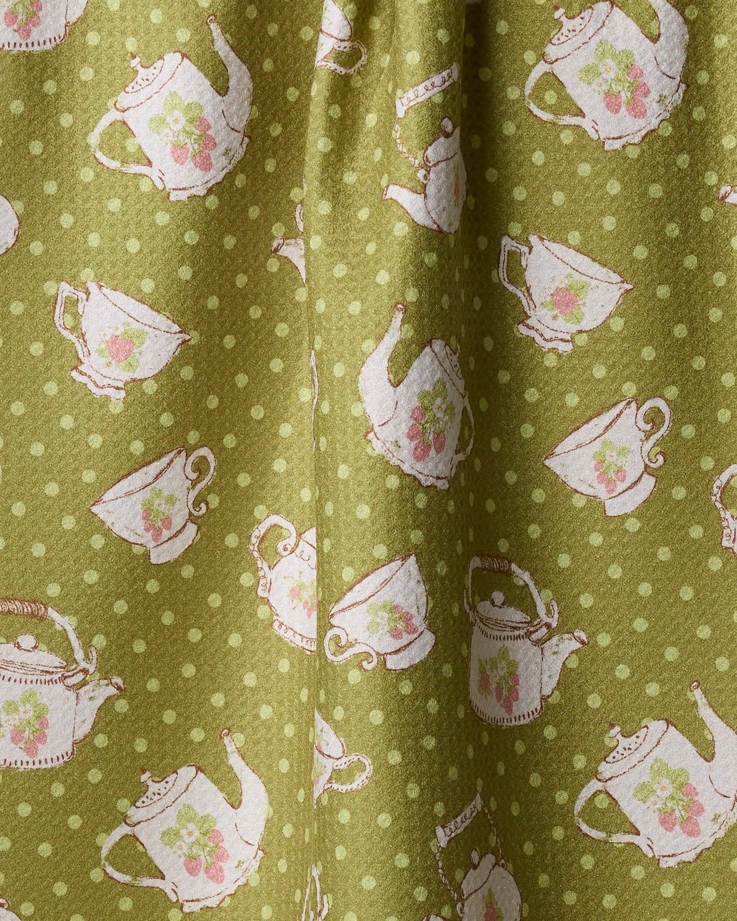 Strawberry Tea Green Tea Towel, Feathered Farmhouse