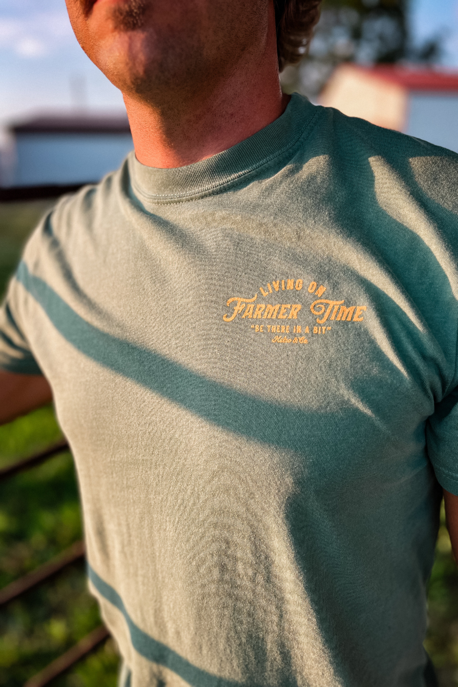 Living On Farmer Time Graphic Tee, Feathered Farmhouse