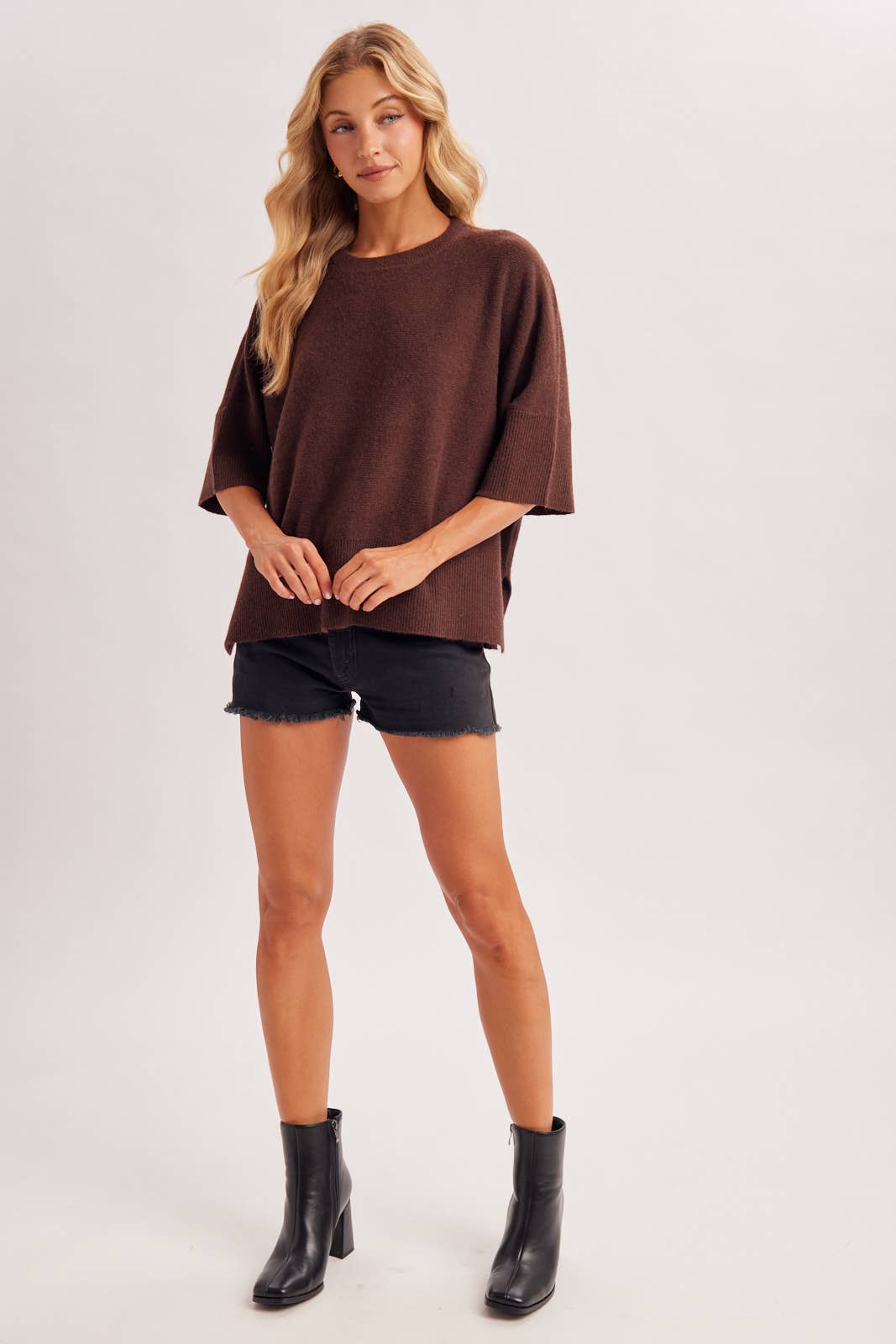 Chocolate Ella Knit Top, Feathered Farmhouse
