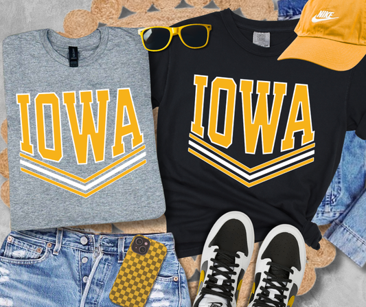 Iowa V-Lines Black Tee, Feathered Farmhouse