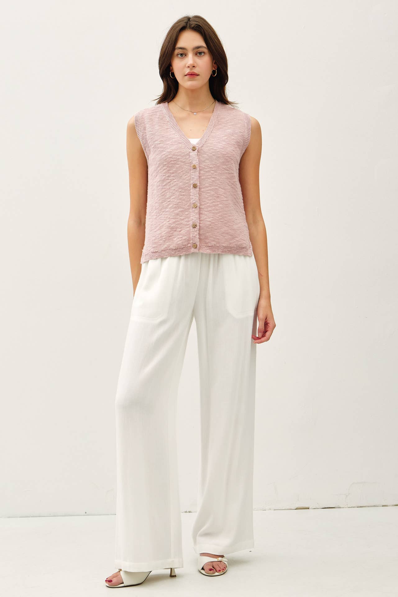 Slub Knit Sweater Vest