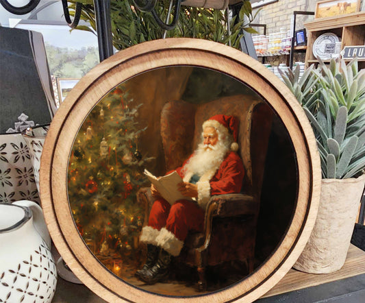 Santa Reading Art, Feathered Farmhouse