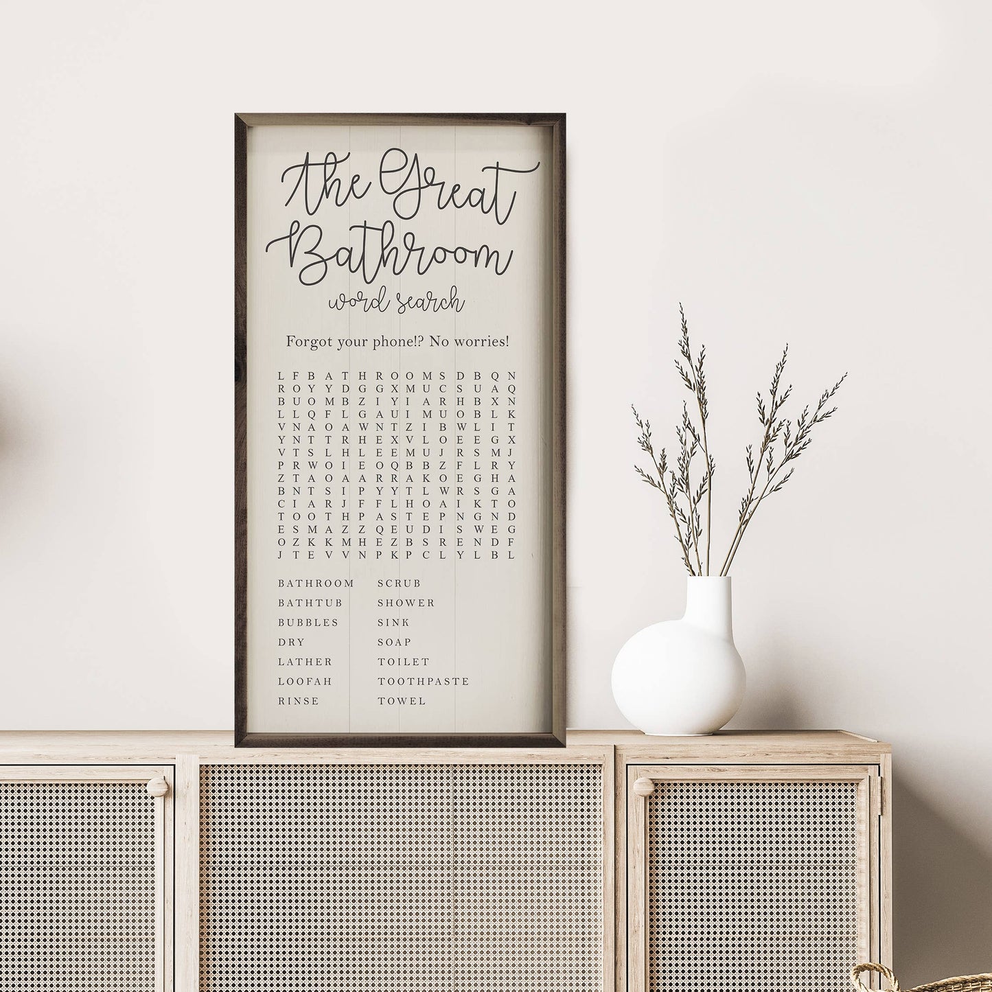 The Great Bathroom Word Search White