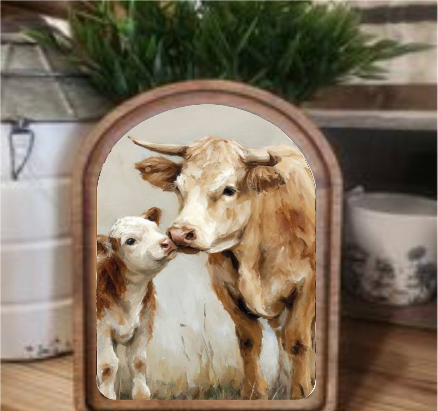 Cow Calf Framed Arch, Feathered Farmhouse