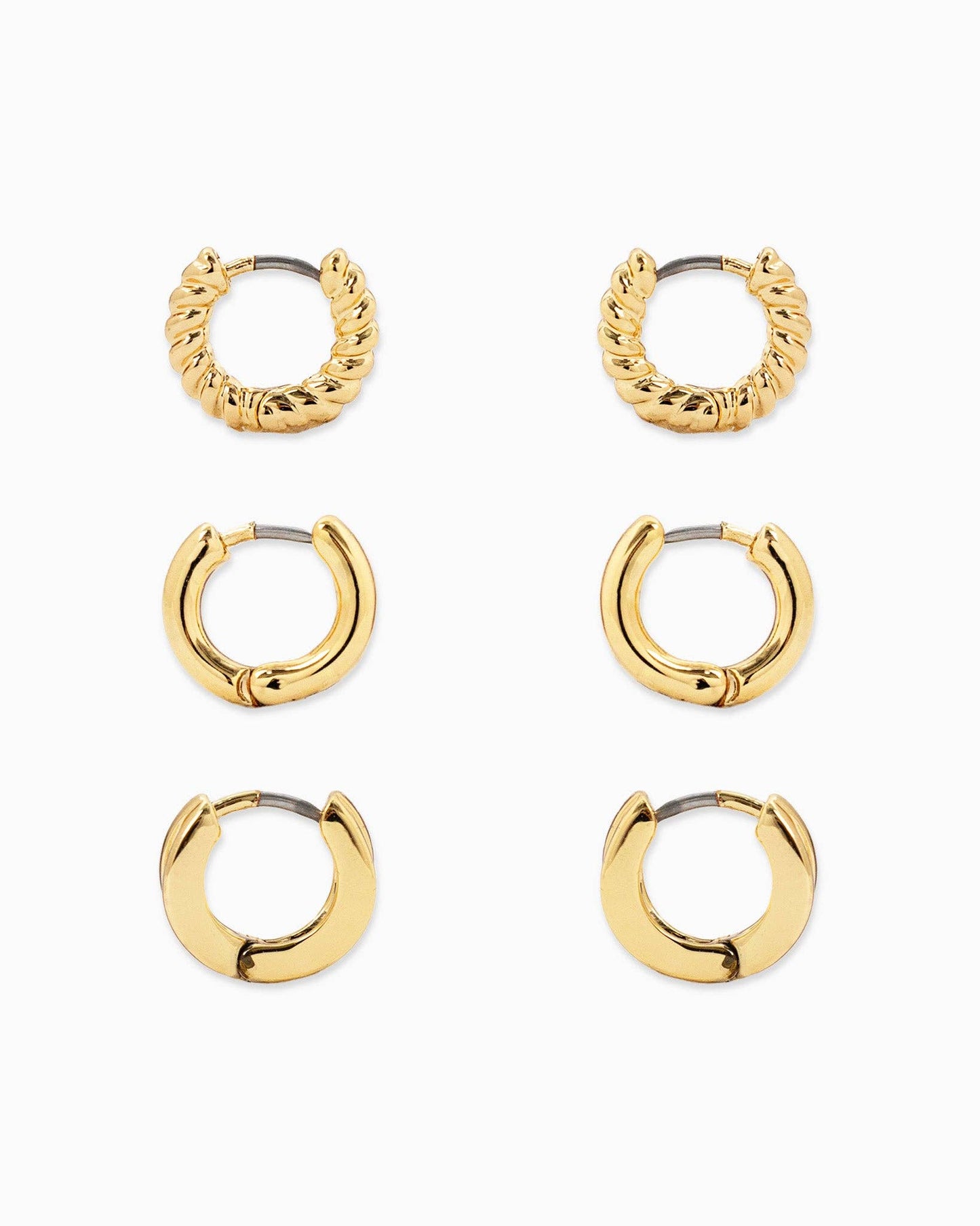 Micro Mini Huggie Hoop Earring Set, Feathered Farmhouse