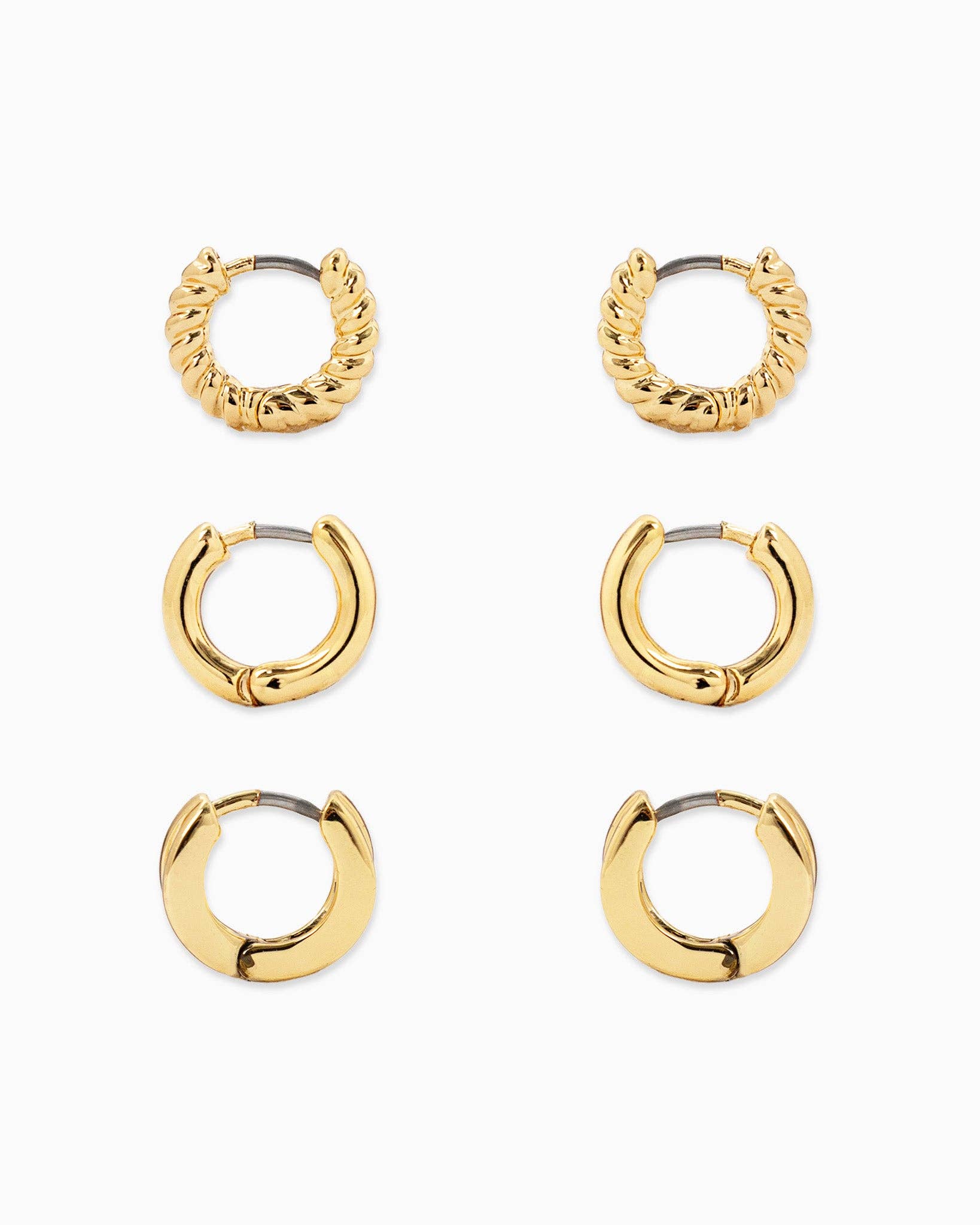 Micro Mini Huggie Hoop Earring Set, Feathered Farmhouse