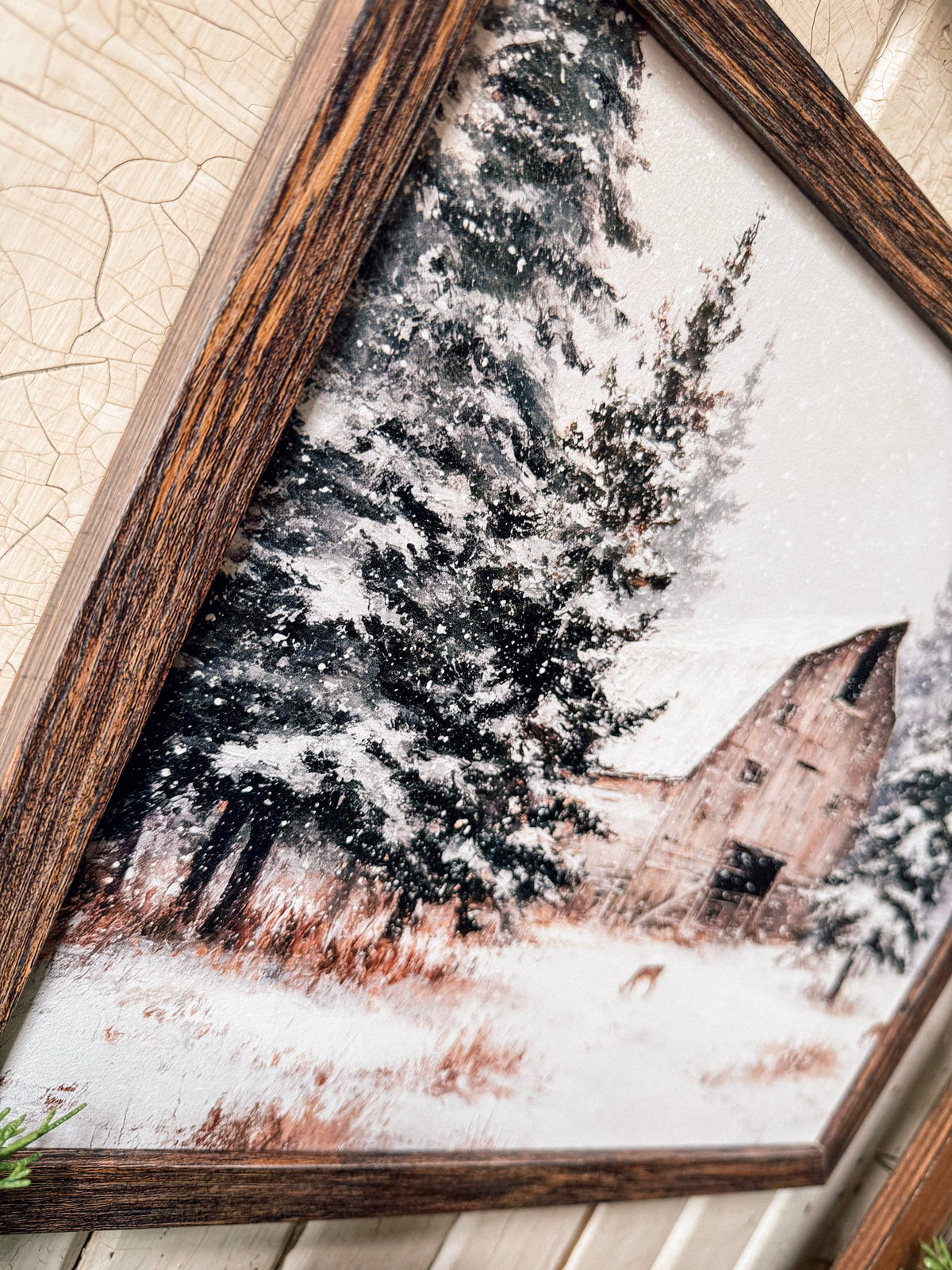 Natural Wood Barn in Winter Wood Sign, The Feathered Farmhouse