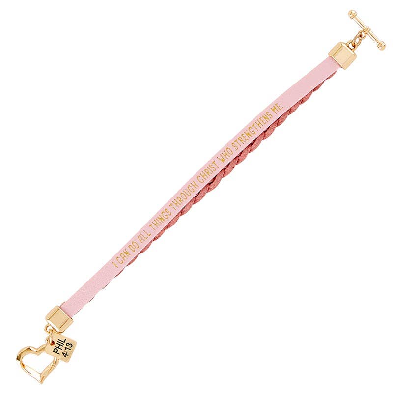 Philippians 4:13 Pink Bracelet, The Feathered Farmhouse