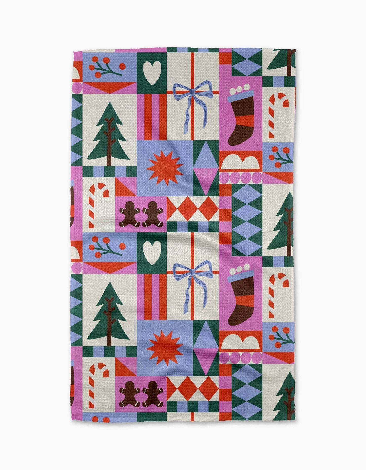 Festive Christmas Quilt Tea Towel, Feathered Farmhouse