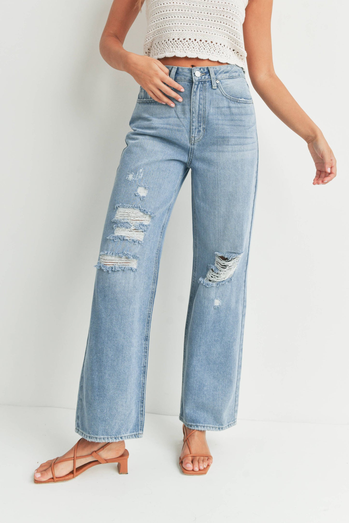 Minimal Distressed Skater Jean, Feathered Farmhouse