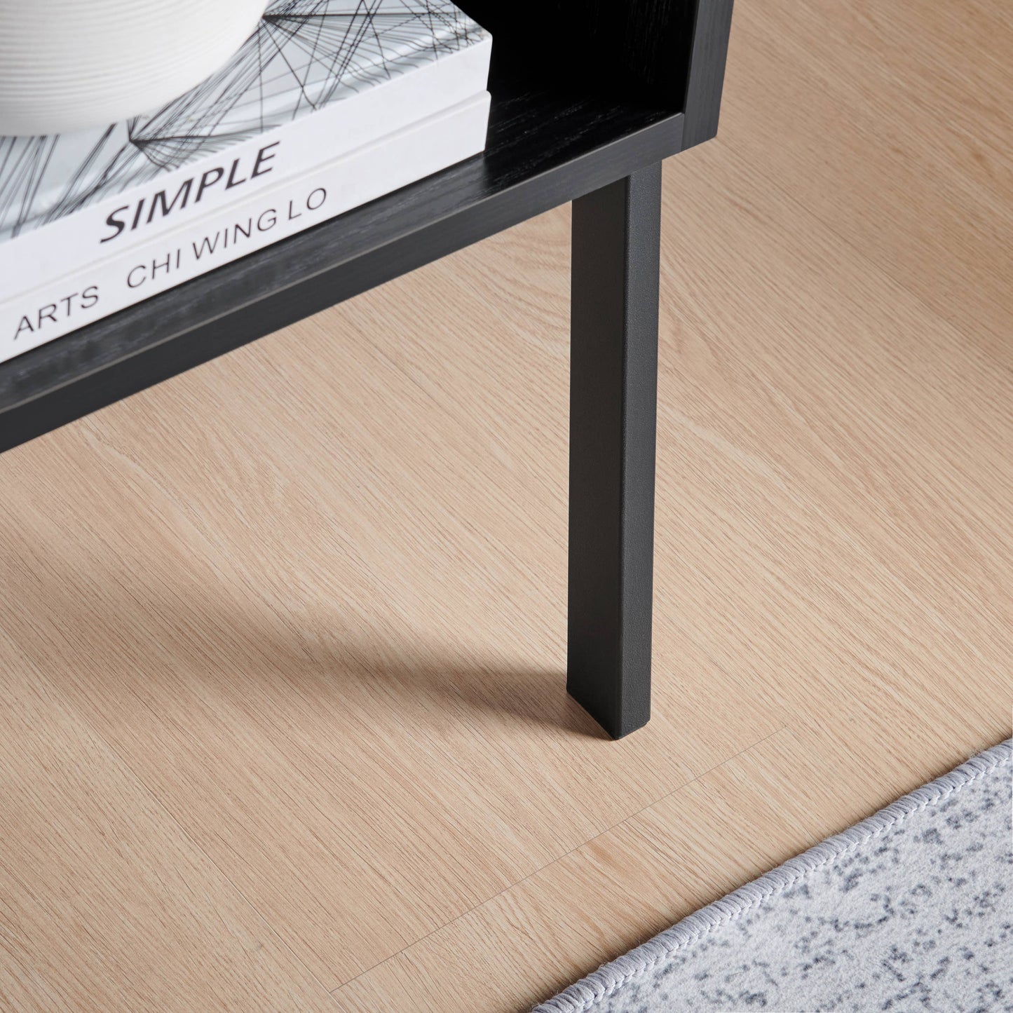 Kazuyo Mid-Century Modern Black Metal Two-Tier Side Table