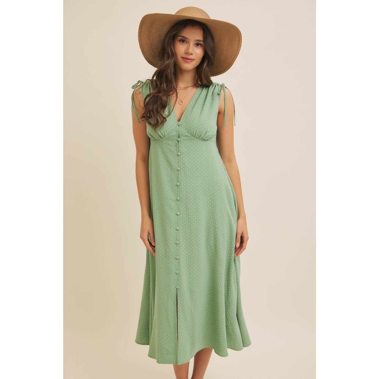 Polka Dot Midi Dress, Feathered Farmhouse