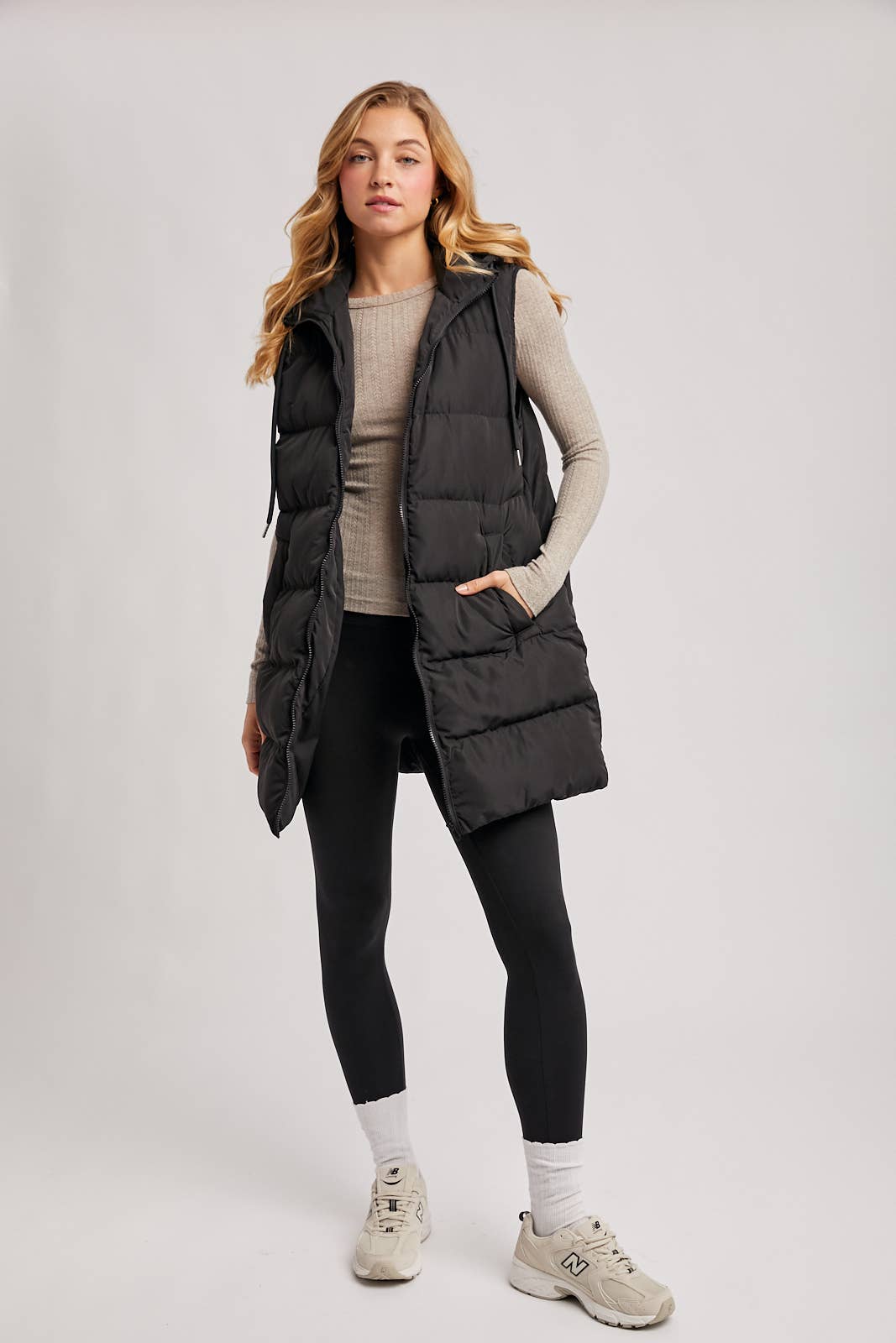 Hooded Puffer Vest, Feathered Farmhouse