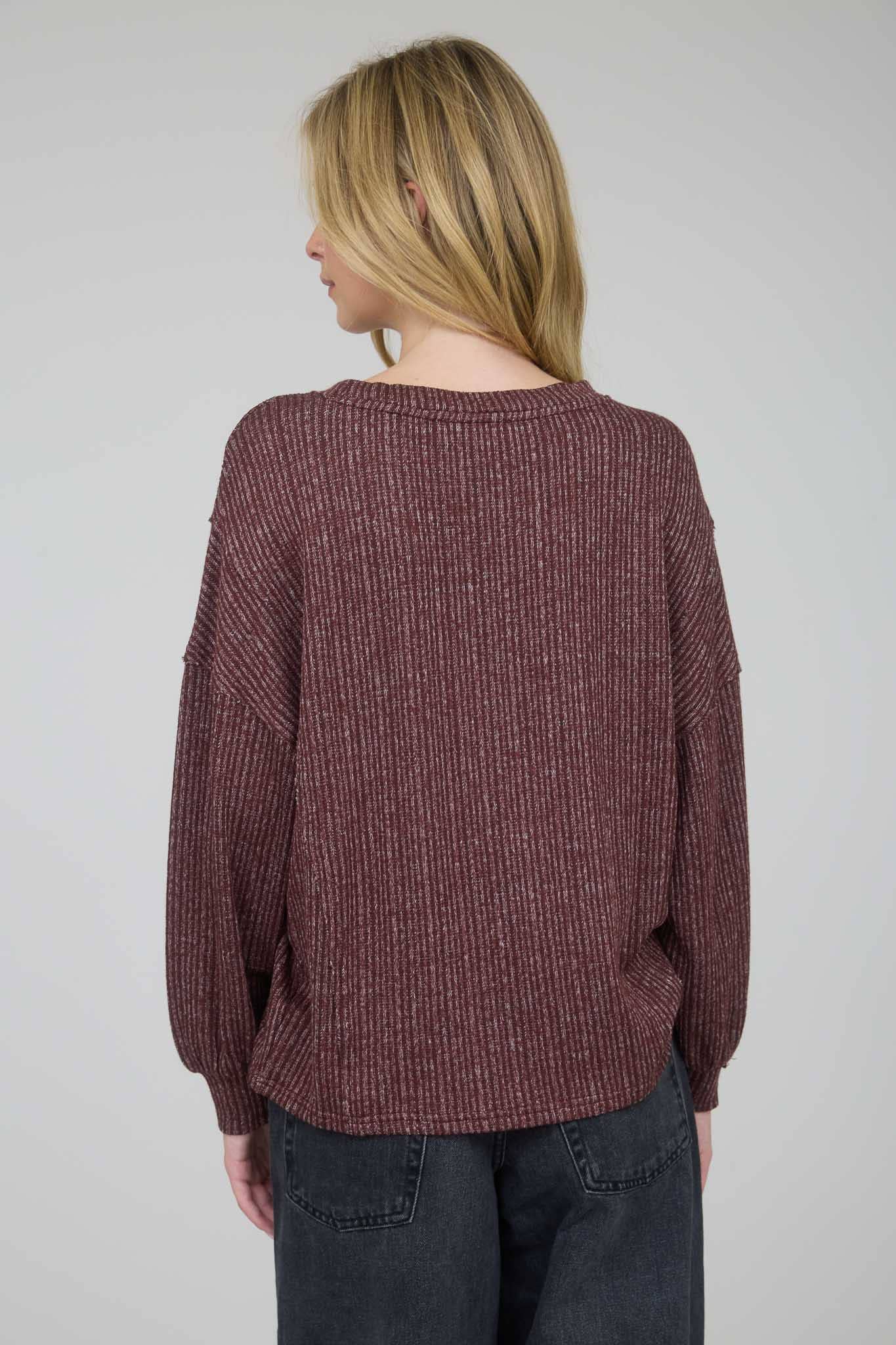 Marled Rib Knit Top, Feathered Farmhouse