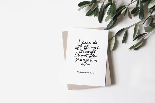 I Can Do All Things Greeting Card, Feathered Farmhouse