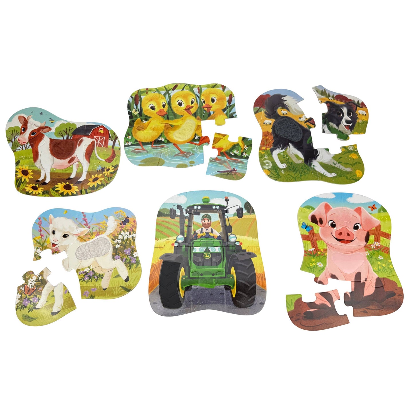 John Deere Farm Friends Touch & Feel Puzzles for Kids, Feathered Farmhouse