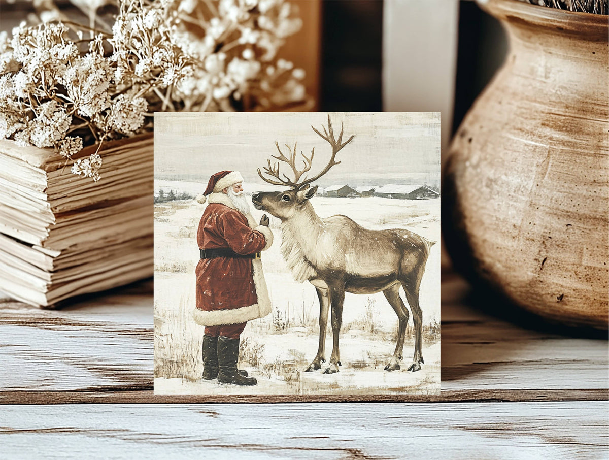 Santa Reindeer Neutral Insert, Feathered Farmhouse