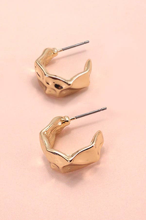 Mini Hammered Hoop Earrings, Feathered Farmhouse