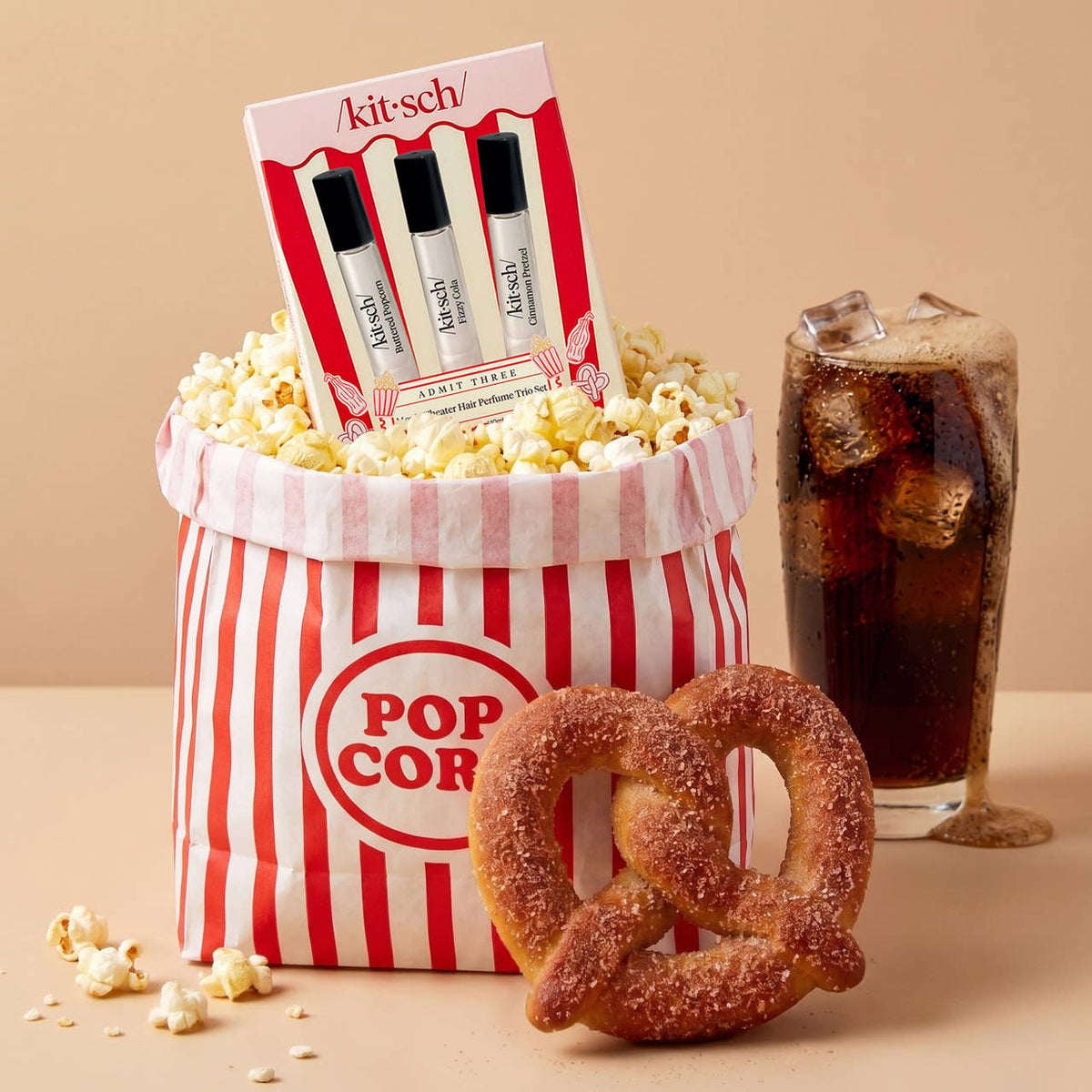 Movie Theater Hair Perfume Trio Set - Buttered Popcorn, Fizzy Cola, Cinnamon Pretzel, Feathered Farmhouse