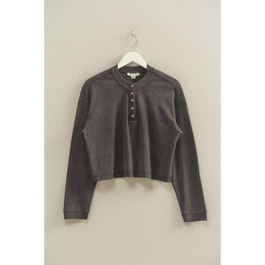 Mineral Washed Henley Top, Feathered Farmhouse