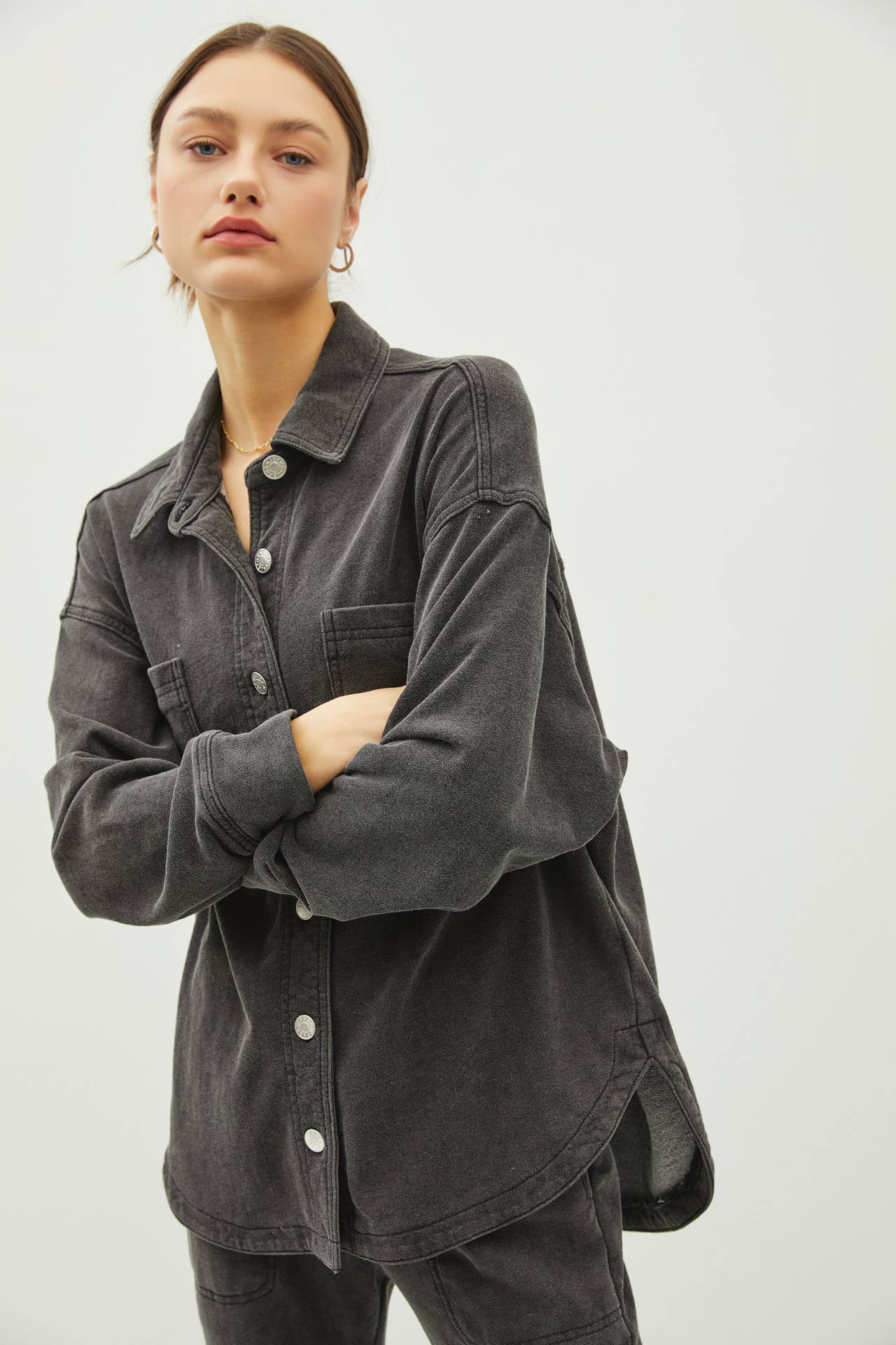 Cotton Fleece Oversized Jacket, Feathered Farmhouse