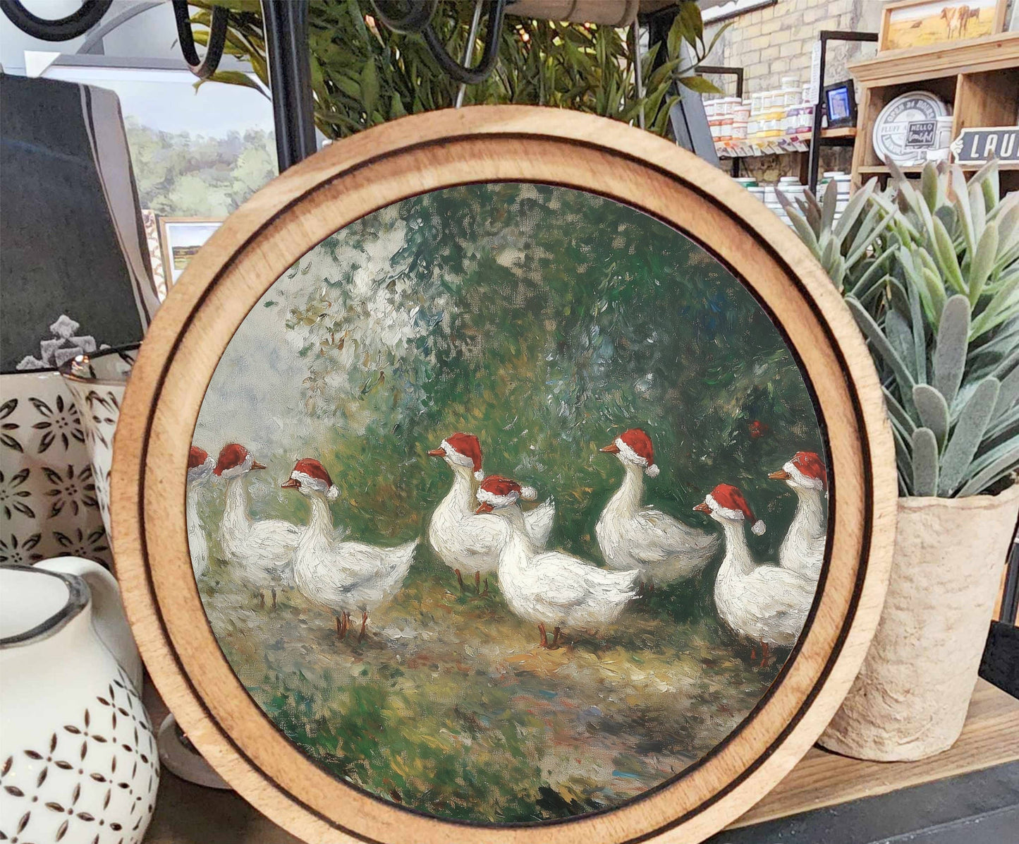 Christmas Geese Art, Feathered Farmhouse