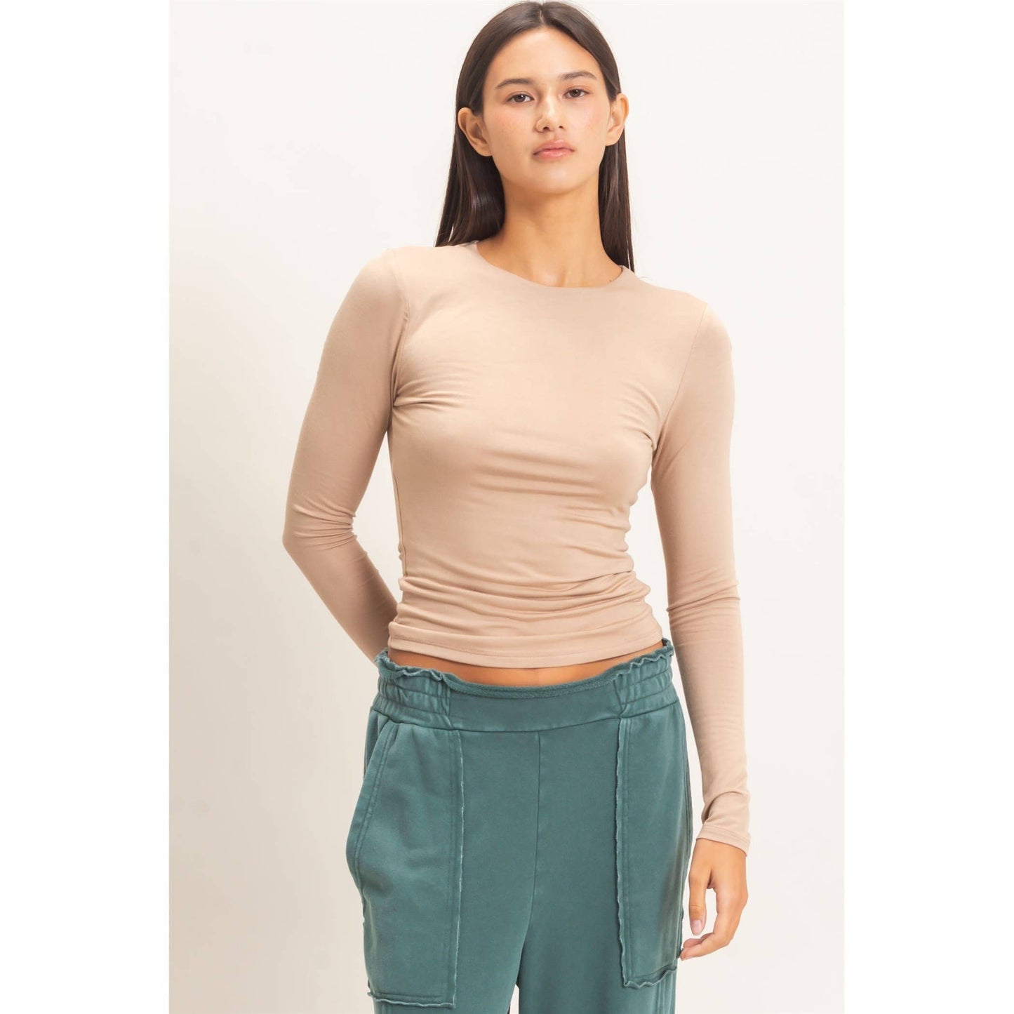 Crew Neck Long Sleeve Top, Feathered Farmhouse