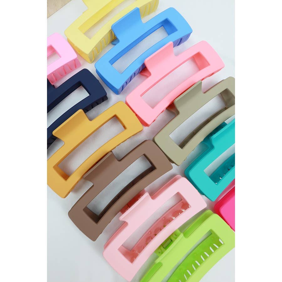 Bright Matte Jumbo Cut Out Rectangle Hair Claw