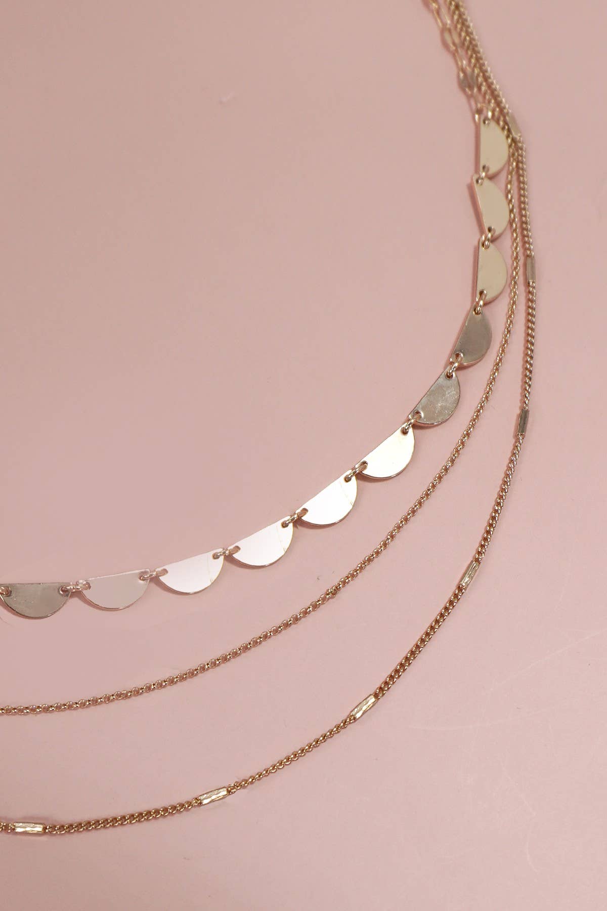 Triple Layer Bib Chain Necklace, Feathered Farmhouse