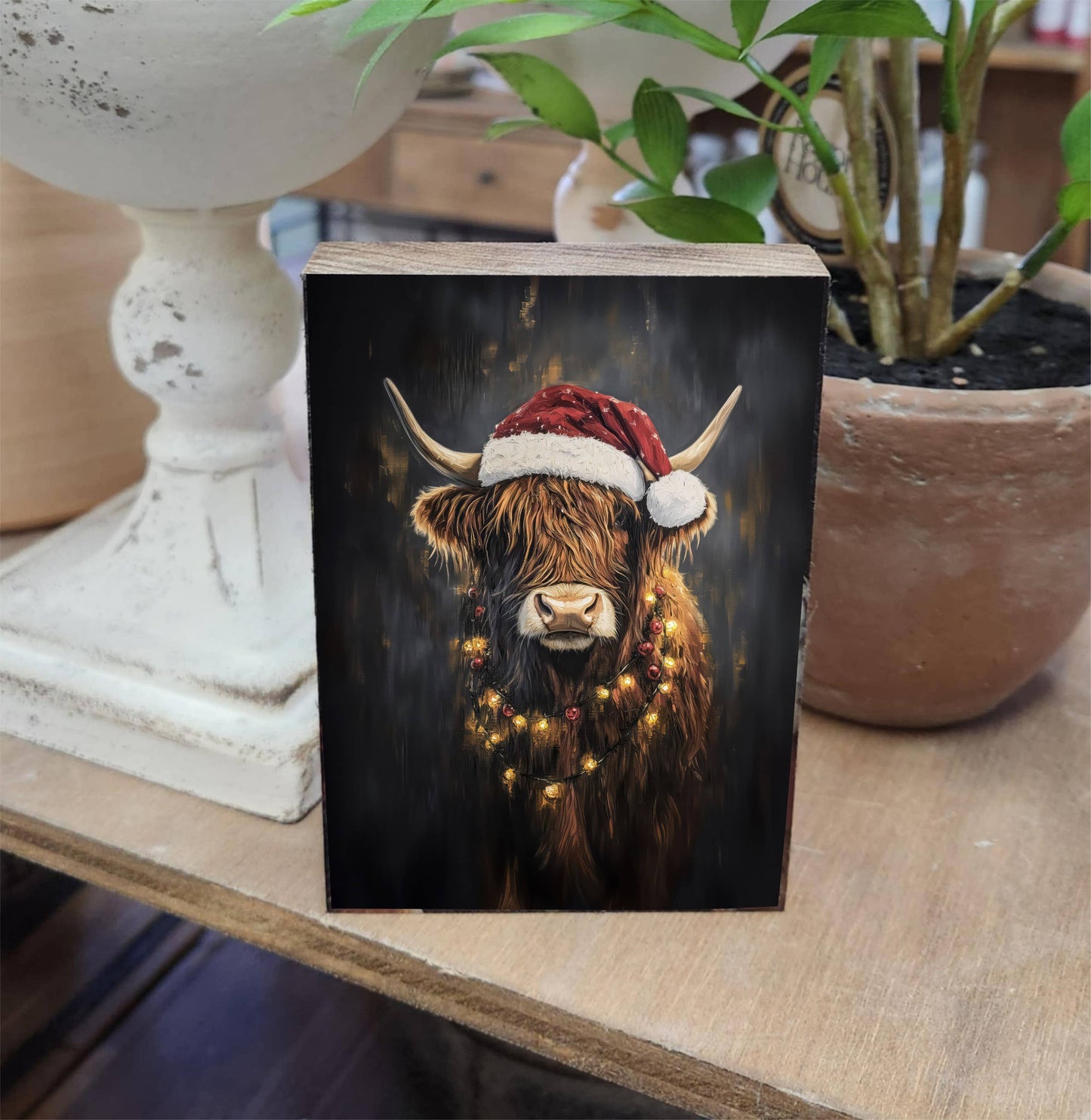 Printed Block Christmas Highland, Feathered Farmhouse