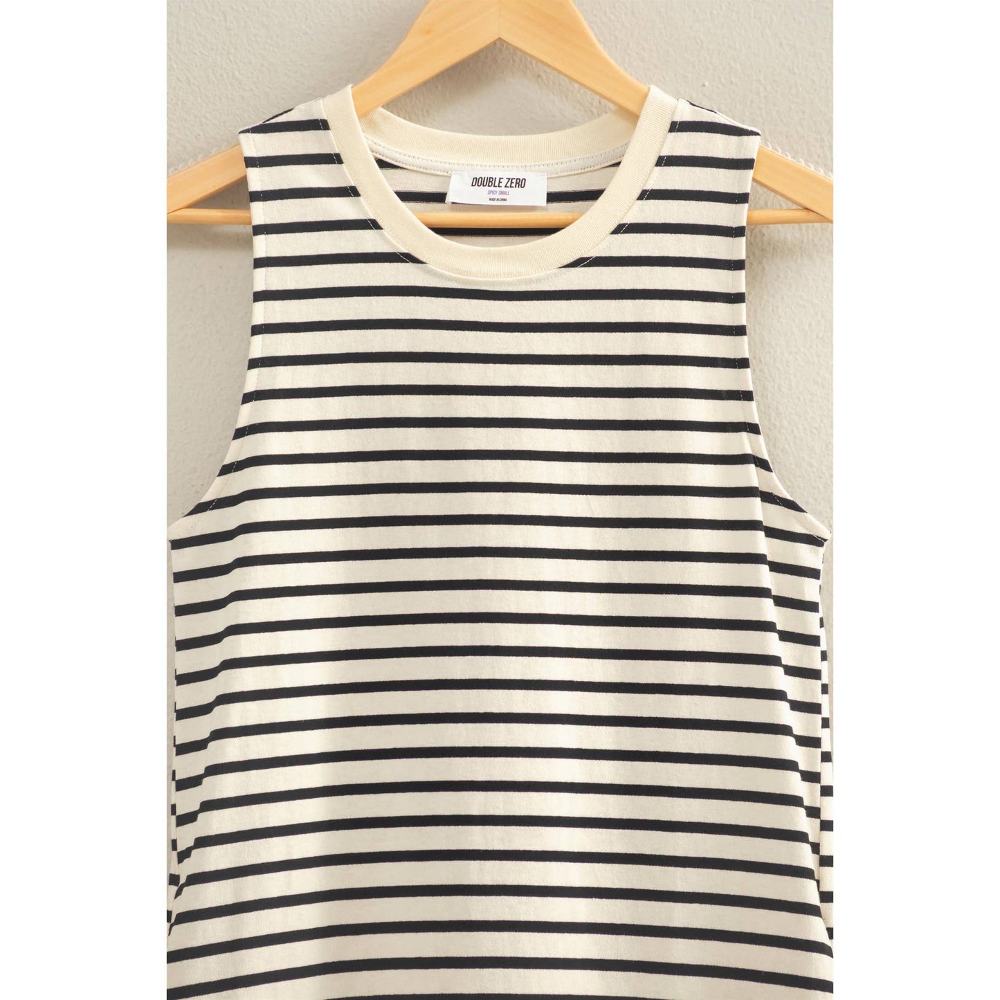 Black Striped Sleeveless Mini Dress