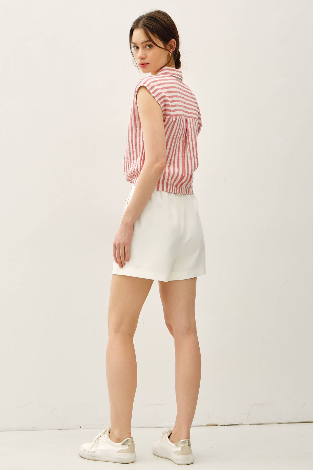 Striped Cotton Gauze Tie Shirt, Feathered Farmhouse