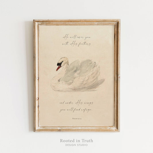 Under His Wings Print, The Feathered Farmhouse