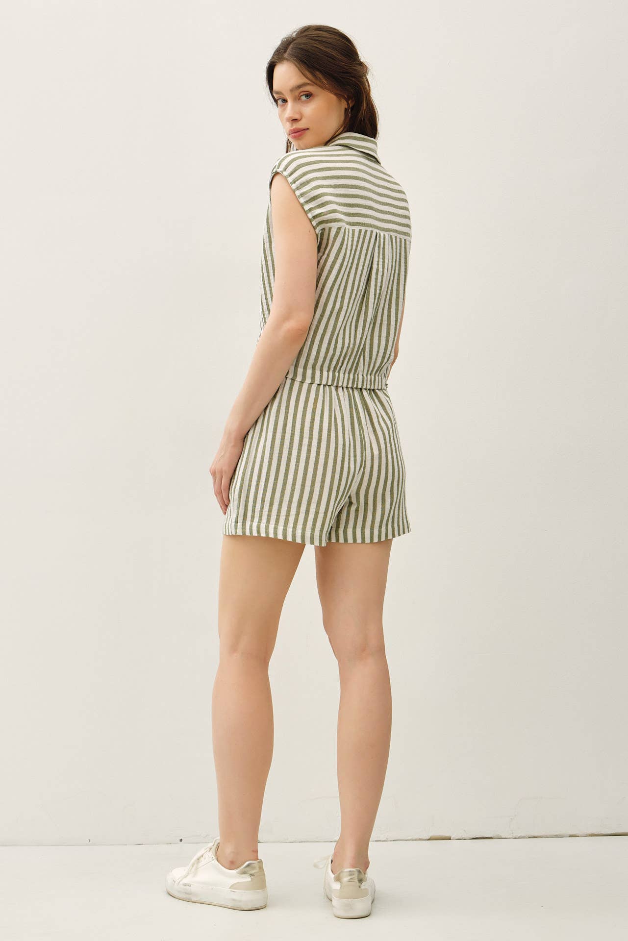 Striped Cotton Gauze Front Tie Shirt, Feathered Farmhouse