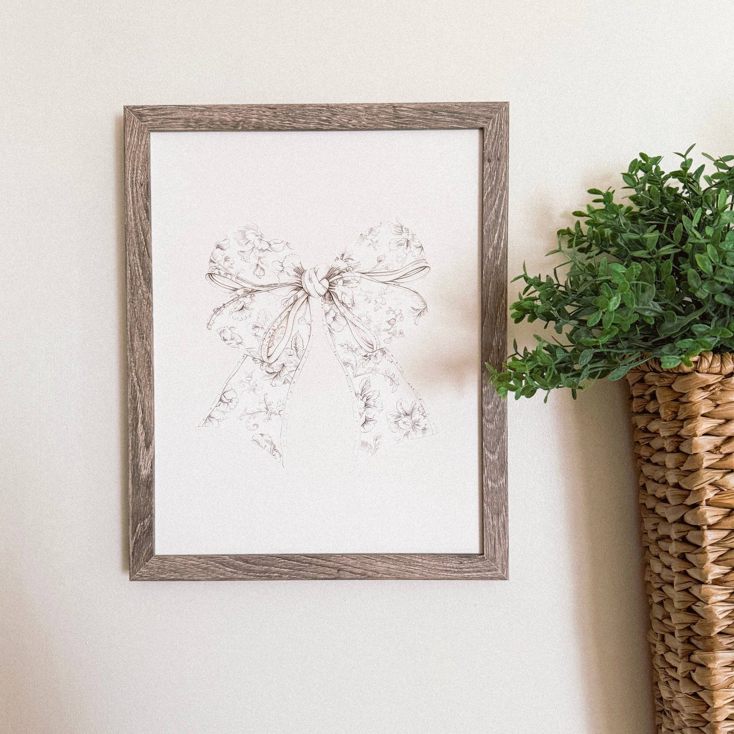 Vintage Neutral Bow Wood Sign, Feathered Farmhouse