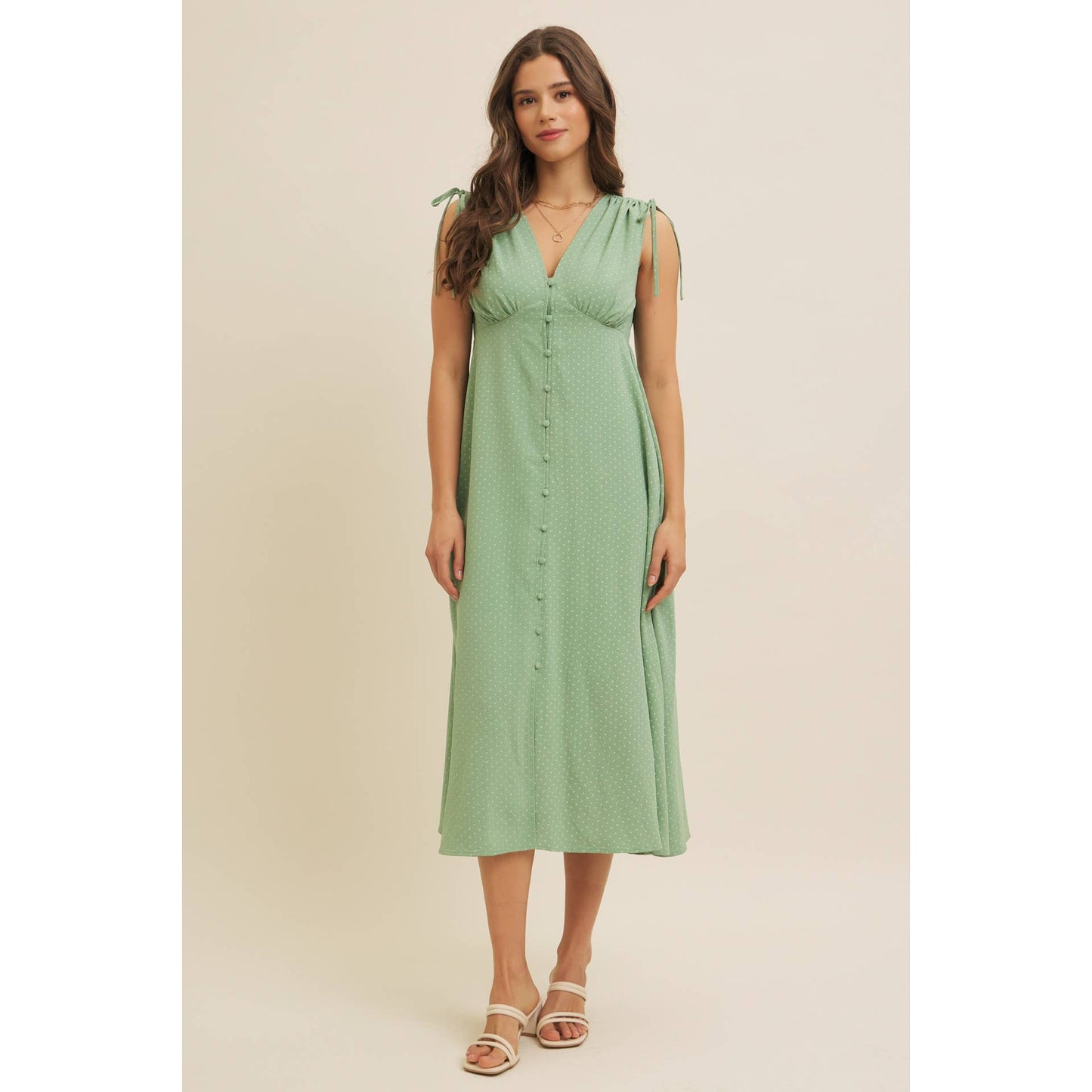 Polka Dot Midi Dress, Feathered Farmhouse