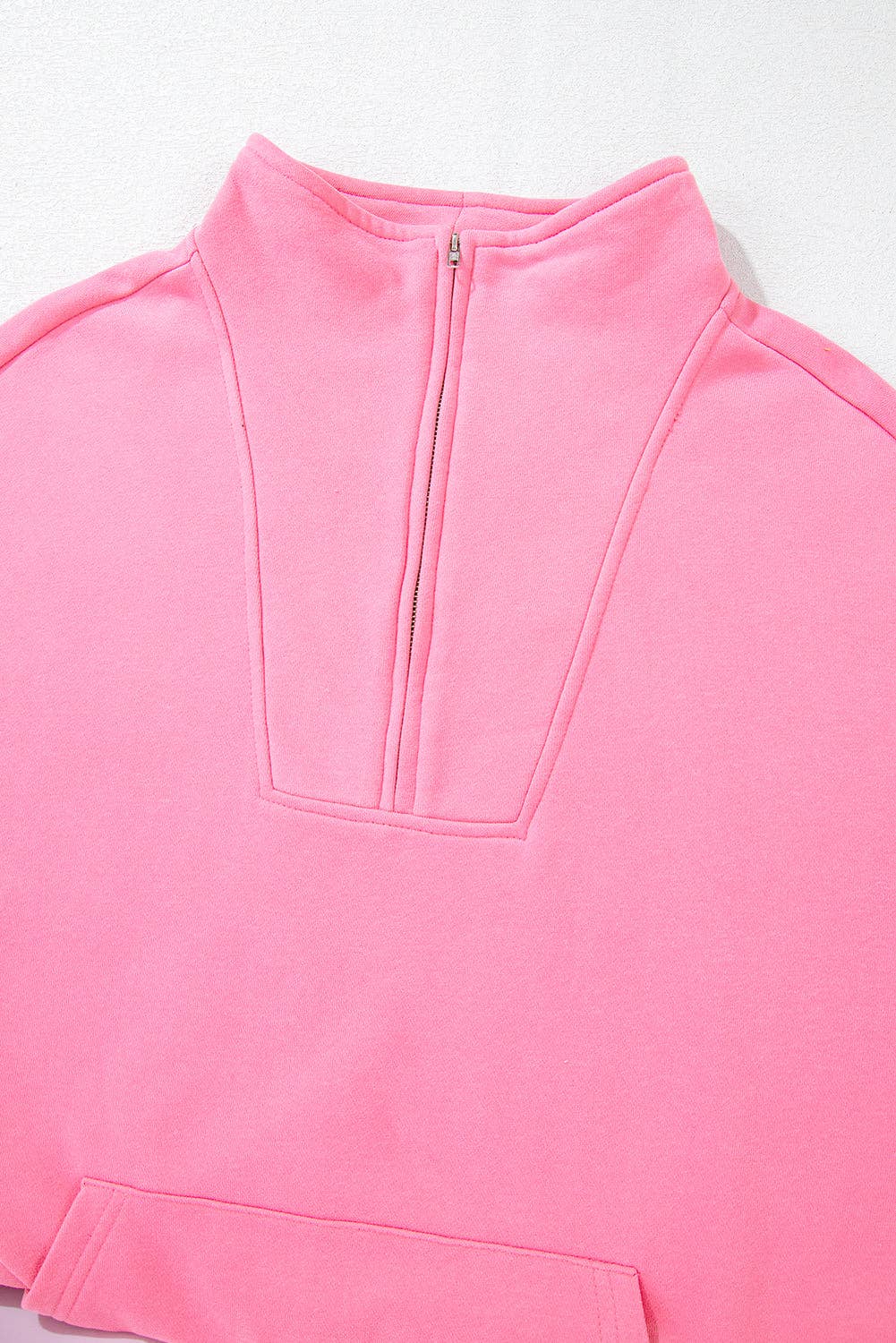 Bright Pink Quarter Zip Sweatshirt, Feathered Farmhouse