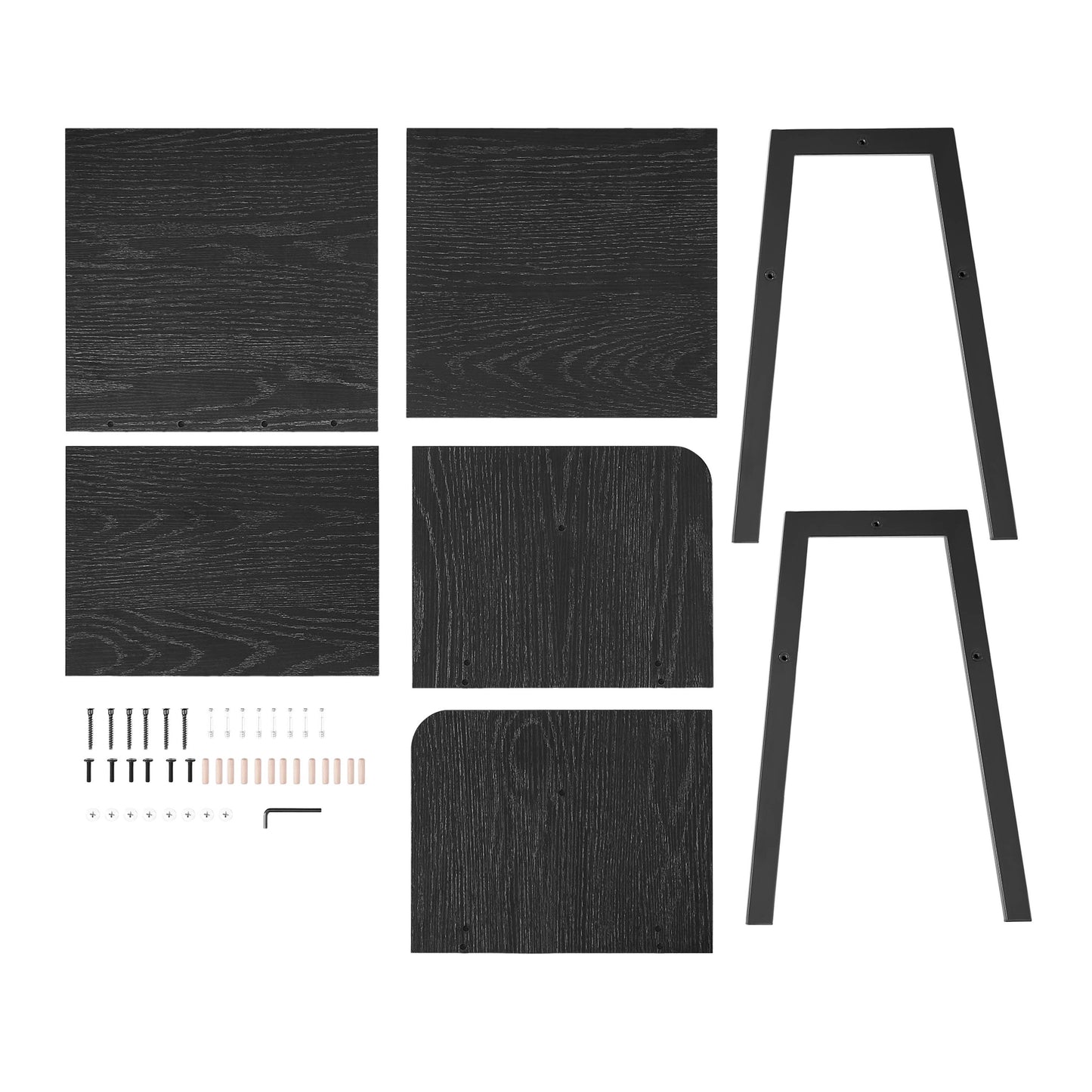 Kazuyo Mid-Century Modern Black Metal Two-Tier Side Table