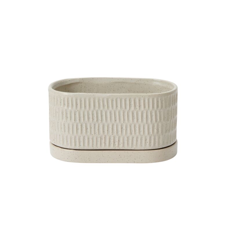 Zelle Planter with Saucer, Feathered Farmhouse