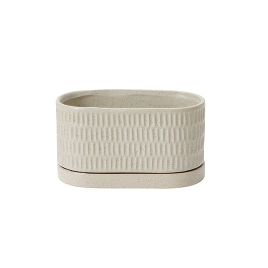 Zelle Planter with Saucer, Feathered Farmhouse