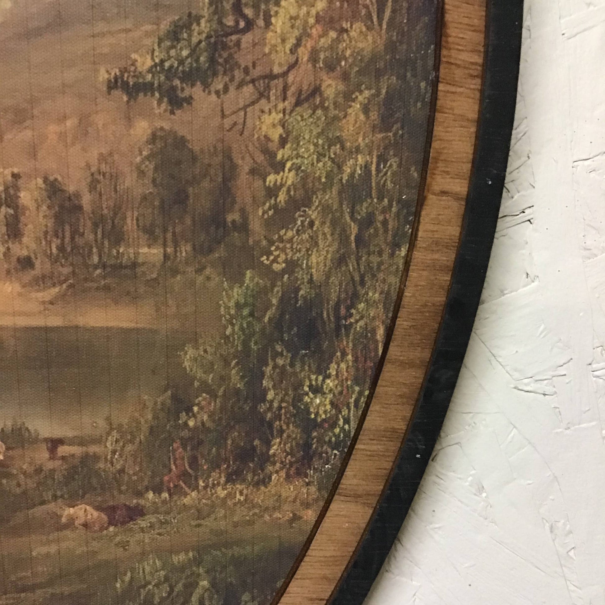 Large Oval Pastoral of Cattle in the Valley, Feathered Farmhouse