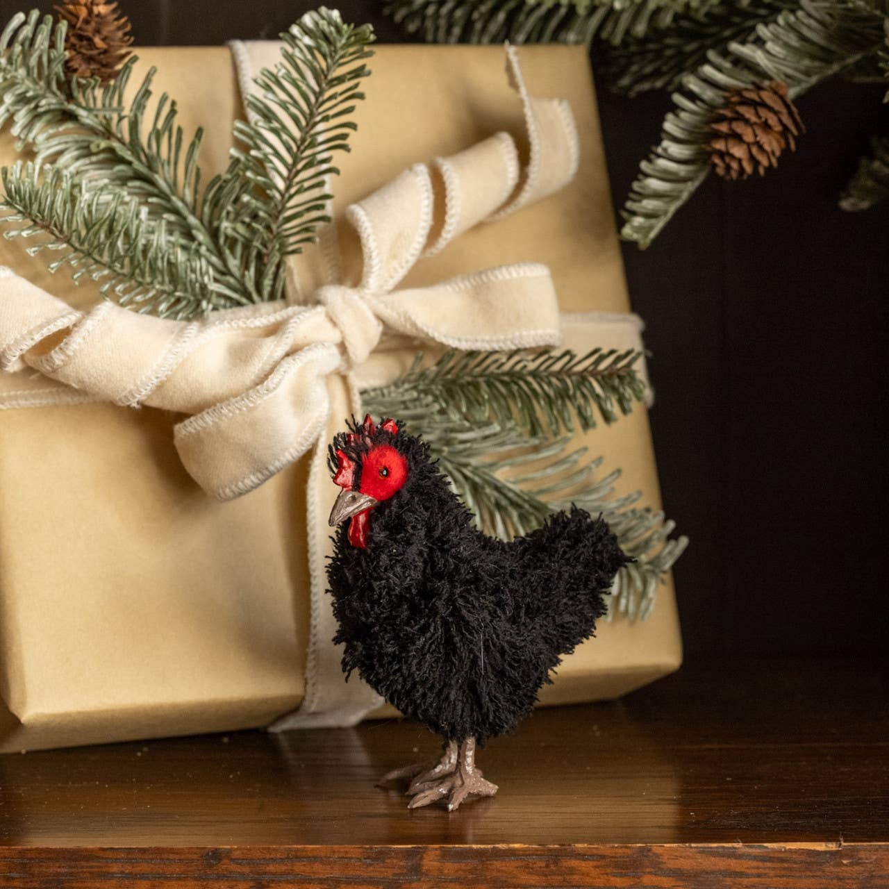 Standing Black Hen, Feathered Farmhouse