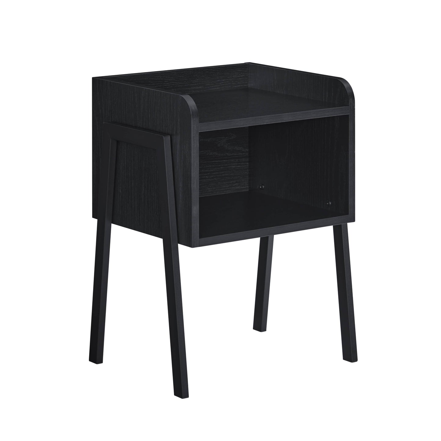 Kazuyo Mid-Century Modern Black Metal Two-Tier Side Table