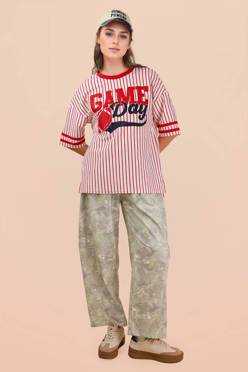 Print Casual Knit Barrel Pants, Feathered Farmhouse, Feathered Farmhouse