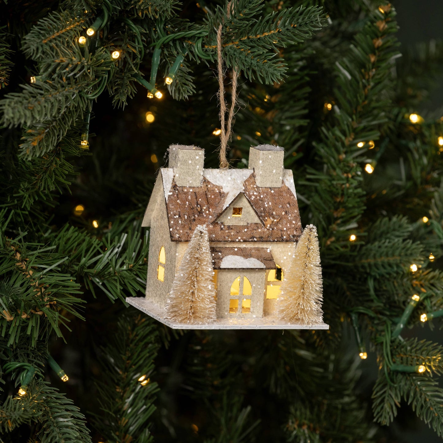 Murray Lighted House Ornament, Feathered Farmhouse