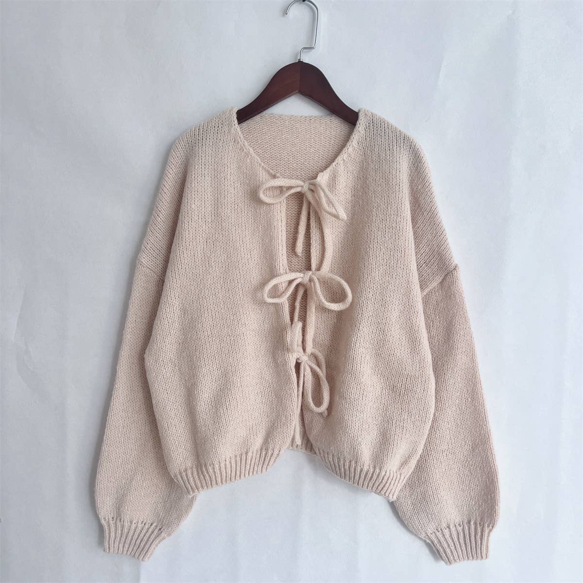 Single Color Lace Up Cardigan, Feathered Farmhouse