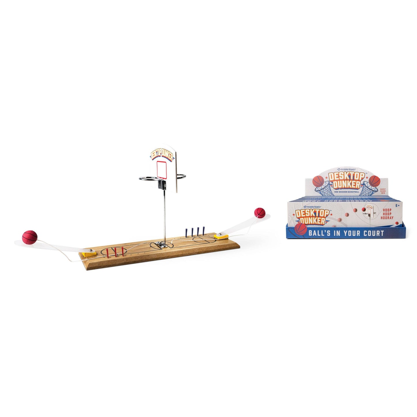Desktop Dunker Basketball Wooden Mini Game, Feathered Farmhouse