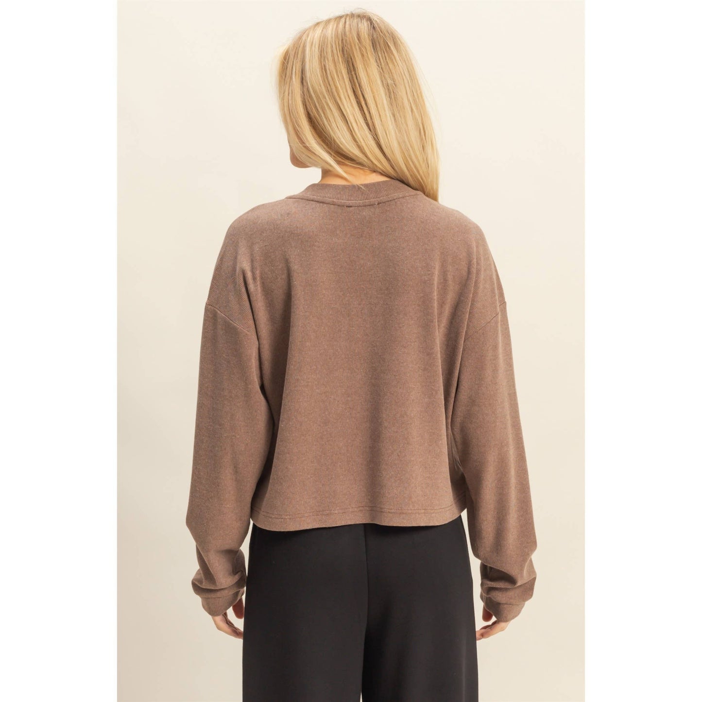Mineral Washed Long-Sleeve Henley Top