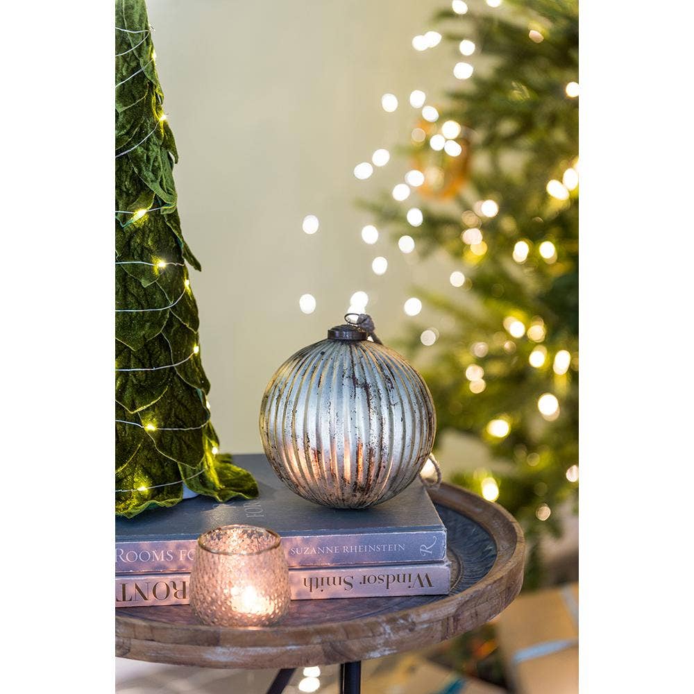 Champagne Gold Eclectic Mercury Glass Ball Ornament, The Feathered Farmhouse